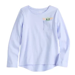 Disney's The Mandalorian Grogu Girls 4-12 The Child Peeking Front-Pocket Long-Sleeve Tee by Jumping Beans®