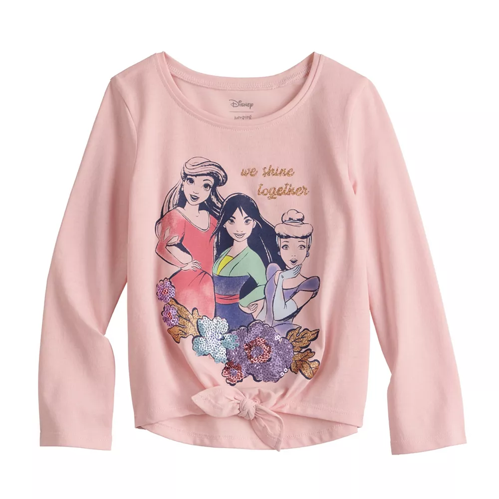 Toddler Girl Disney Princesses "We Shine Together" Embellished Tie Front Graphic Tee by Jumping Beans® 1 Toddler Girl Disney Princesses "We Shine Together" Embellished Tie Front Graphic Tee by Jumping Beans®